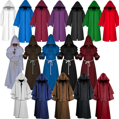 Средневековая одежда с капюшоном, мыса, гид Wizard с длинным рукавом