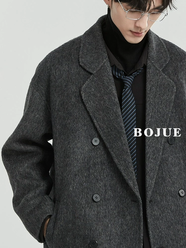 Двусторонное шерстяное зимнее пальто, длина миди, увеличенная толщина