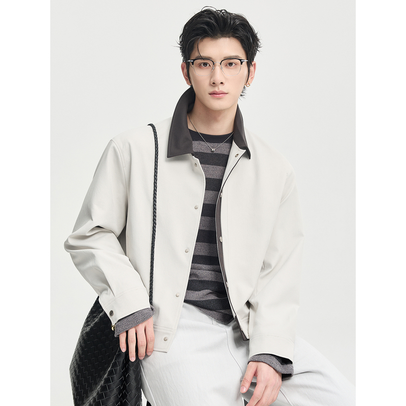 {Color-Blocking Design} Earl Zhuoer 26 Spring Fashion Lapel Jacket Men's Casual Short Top