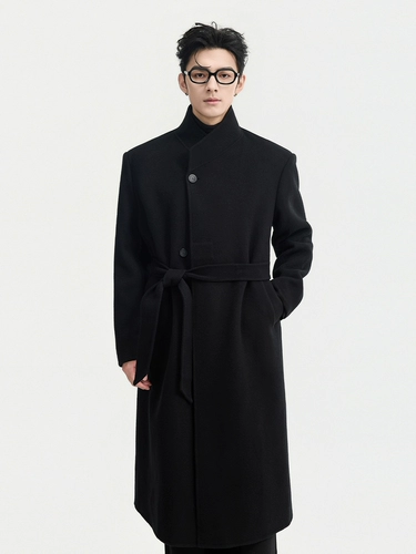 Дизайнерские наплечники, зимнее шерстяное двусторонное длинное шерстяное пальто, длина макси