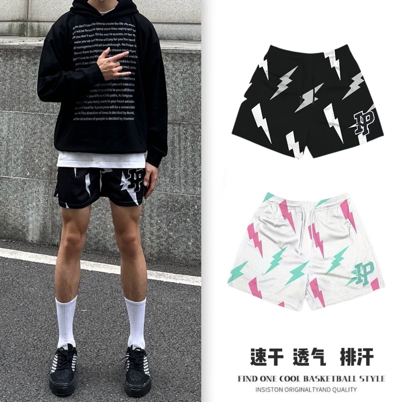 American-Style Basketball Shorts for Men, Summer Trendy Quick-Dry Three-Quarter Pants, Loose and Breathable, Knee-Length Beach Sports Shorts