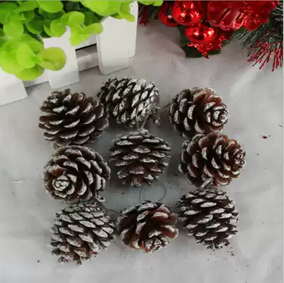 Christmas decoration supplies Small pine cones set 9 Christmas pendant Christmas Tree decorations Natural Pine cones dyed with white oil