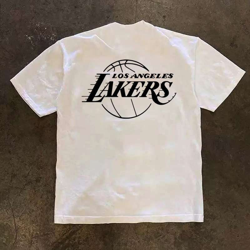 Lakers Logo Kobe James Jersey Basketball Sports Short-Sleeve T-Shirt Niche Trendy Brand Casual Heavyweight Half-Sleeve