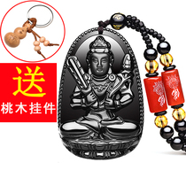 New Lotus Buddha Black Dazzling Stone Ben Buddha Pendant Mens Zodiac Patron Saint God Necklace Woman Buddha Guanyin ornament