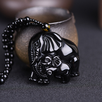 Ugin Black Yaoshi Pendant Mens Daughter Mother Elephant Crystal Necklace Pendant Lovers Brief Trendy Ornaments Gift