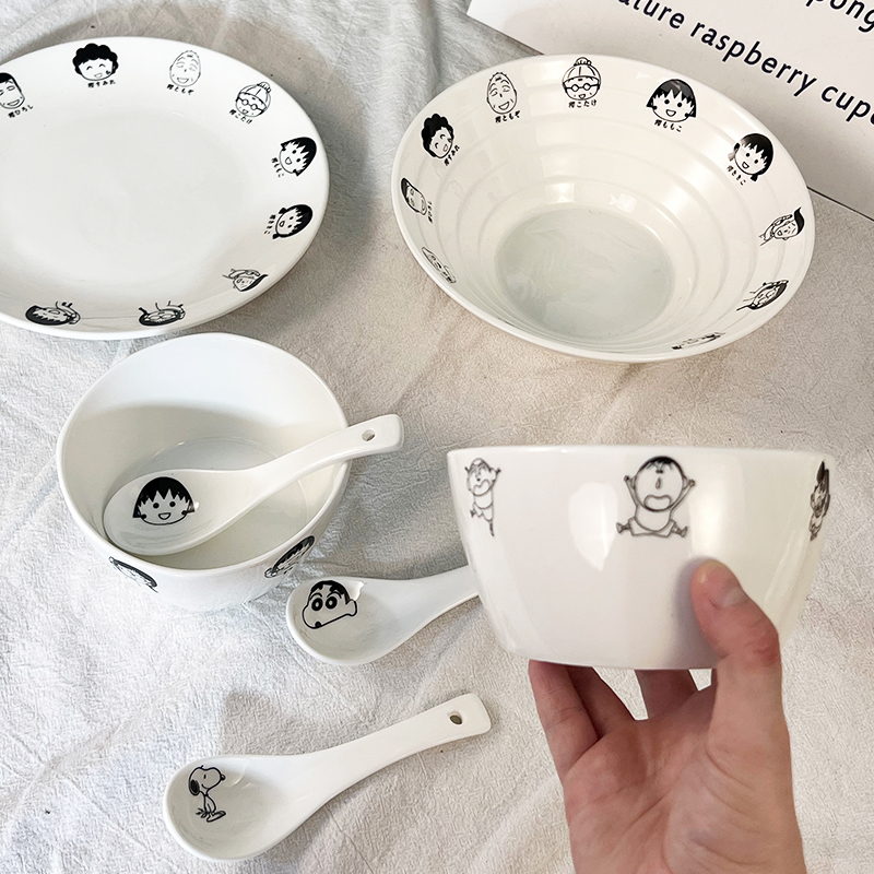 Ceramic Noodle Bowl for Home Use 2025 New Model High-Value Tableware Round Plate Breakfast Plate Rice Bowl Single-Serving Tableware Set Ceramic Noodle Bowl for Home Use 2025 New Model High-Value Tableware Round Plate Breakfast Plate Rice Bowl Single-Serving Tableware Set