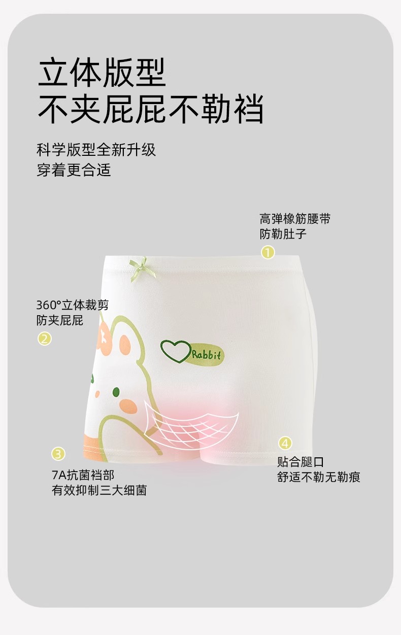 全棉母婴儿童内裤女童平角四角纯棉100%短裤夏季薄款宝宝不夹屁屁 — 4