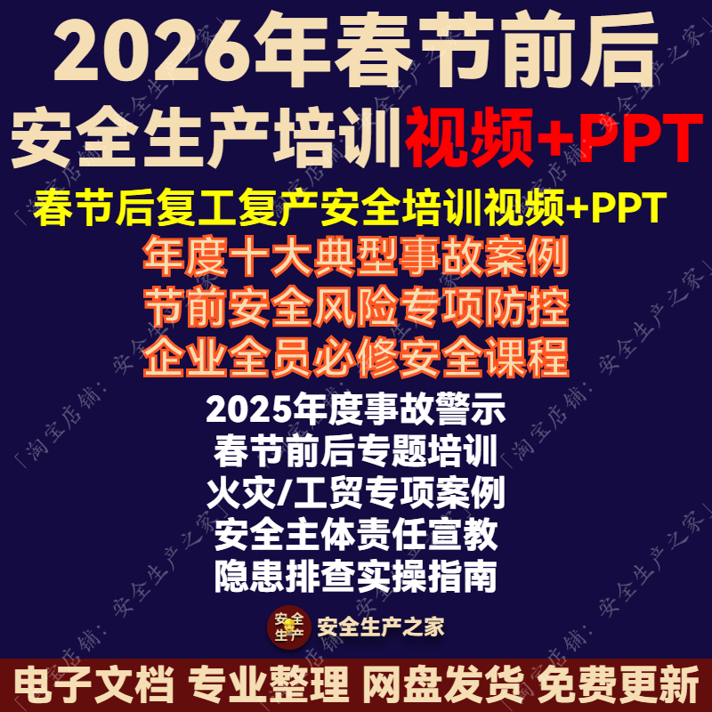 2026 Spring Festival Safety Training Video Ppt before and after the Holiday: Warning Video on Accident Cases from the Resumption of Work and Production 2026 Spring Festival Safety Training Video Ppt before and after the Holiday: Warning Video on Accident Cases from the Resumption of Work and Production