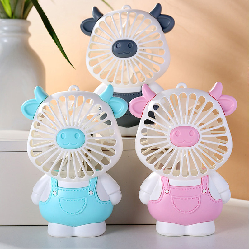 Students handheld portable USB charging electric fan small mini lanyard dormitory big wind desktop fresh cartoon