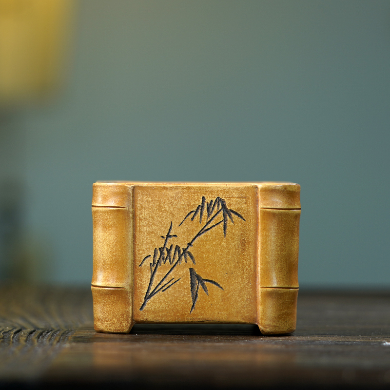Taiwan Reflow Purple Sand Pot Re-Antique Mud Hand-made Quadriff Bamboo Orchid Old Basin Antique Play
