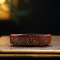 Purple Sand Old Flower Pot Republic Iron Painting Xuan Total Handmade Clay Painting Miniature Purple Sand Landscape Basin Boutique Flower Pots Japan Reflux