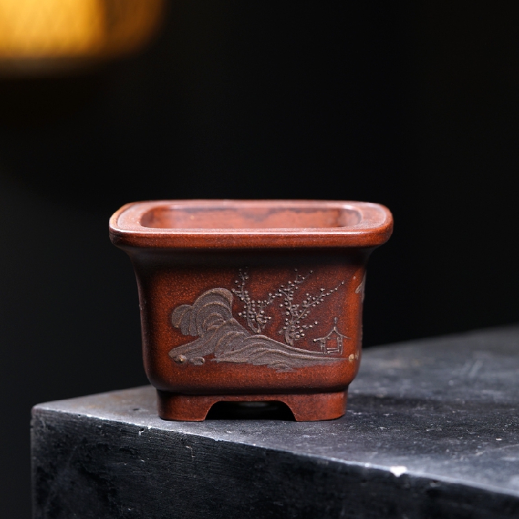 Yixing purple sand small flowerpot boutique old objects return from the Republic of China Tiehuaxuan mud-painted antiques and antiques collection