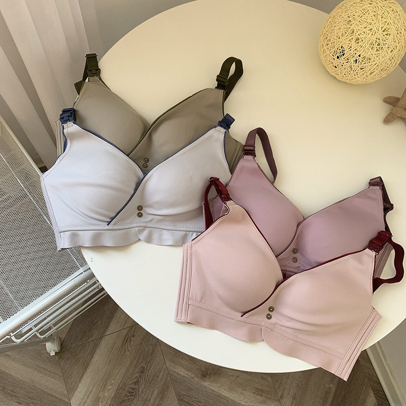 Nursing underwear women's large size gathering anti-sagging upper support type breastfeeding front buckle big breasts postpartum thin bra