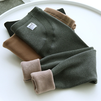 Pregnant woman beats bottom pants autumn and winter outside wearing thickened gush winter pure cotton high waist Totbelly pants big code long pants yoga pants