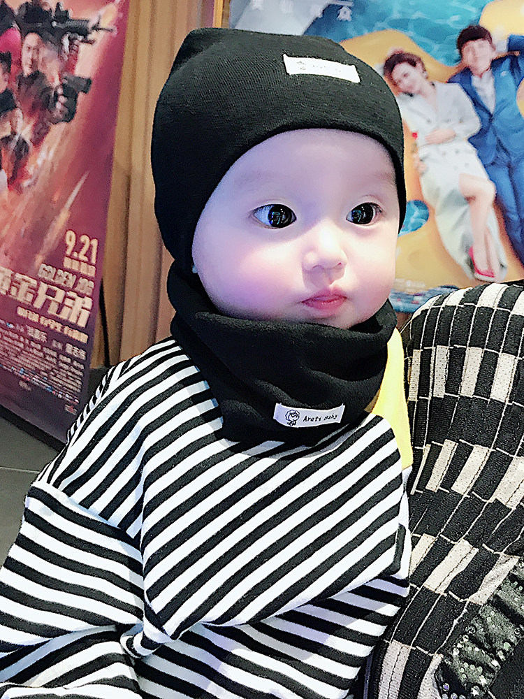 Autumn and winter newborn children cotton hat collar two-piece set Baby hat scarf set Baby fetal hat neck set