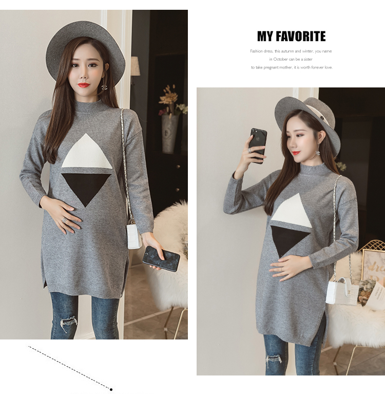 Bà bầu mặc mùa đông cộng với áo len cashmere dày nhung rộng kích cỡ áo sơ mi nữ mang thai ấm áp váy áo bà bầu
