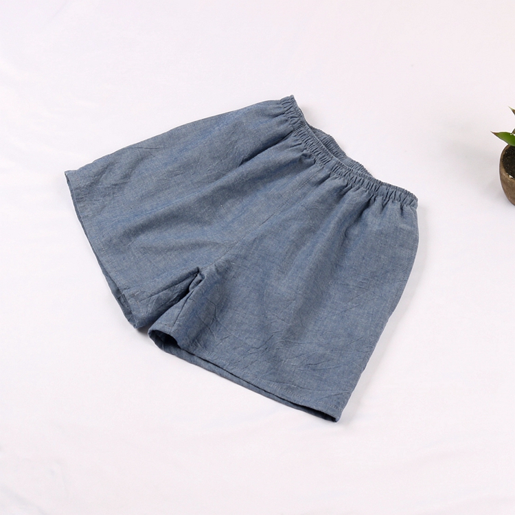 Cotton nhà quần short màu rắn vài người đàn ông và phụ nữ đồ ngủ mùa hè Nhật Bản phần mỏng mặc nhà cỡ lớn thoải mái lỏng lẻo quần jean ống rộng nam