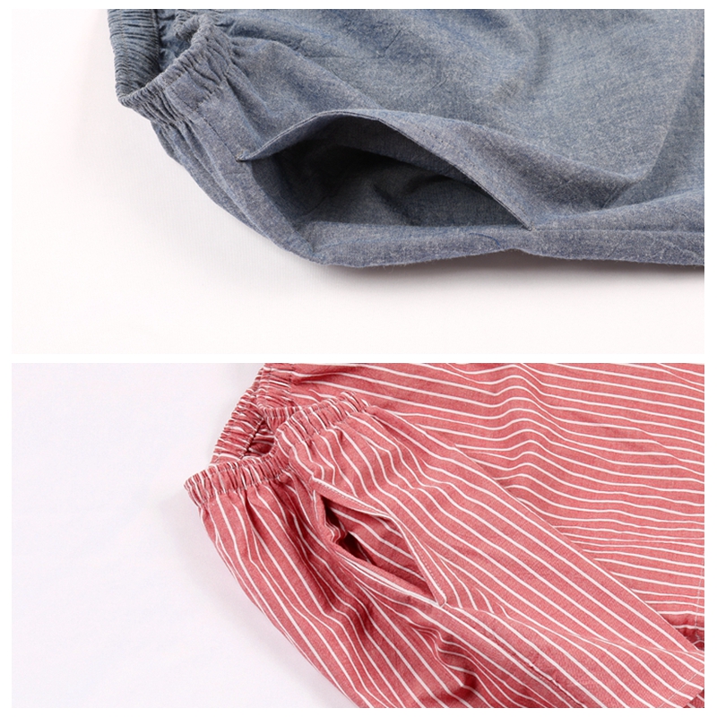 Mùa hè cotton đôi nhà quần short nam và nữ quần ngủ quần lớn quần đi biển Nhật Bản phần mỏng mặc nhà lỏng quần lót nam