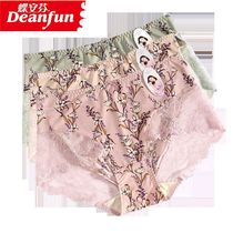 Full 2 Butterfly Anfen Briefs Female Ice Silk Super Slim Wrap Hip Lace Flat Corner Romantic little Flower Summer New Brand