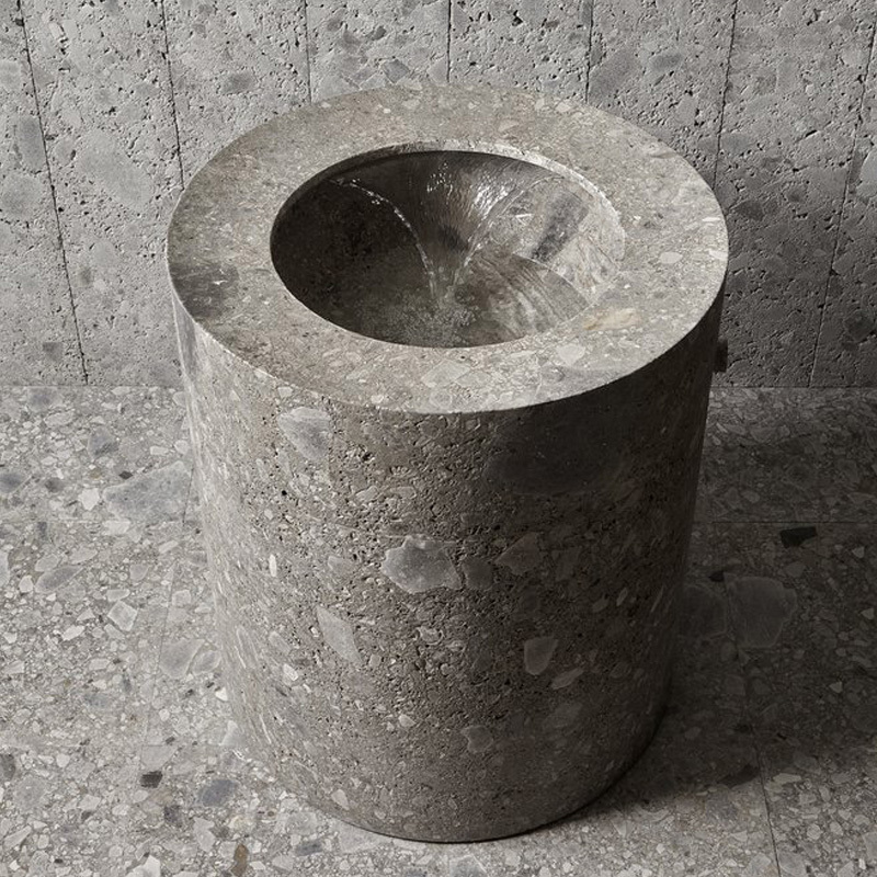 Wabi-Sabi Style Natural Travertine Washbasin Bathroom Sink Washstand Balcony Outdoor Courtyard Sink Large Single Basin