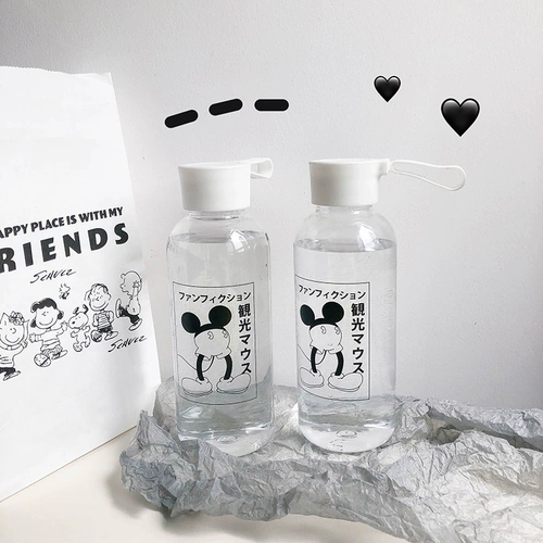 Simple Ins Wind Creative Cute Cartoon Plastic Plastic Transparent Puppy Water Cup Пара большие мощности повседневные напитки портативные