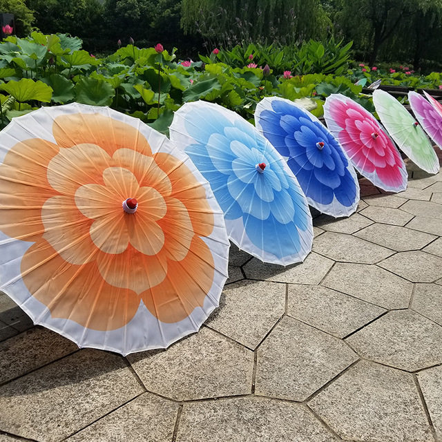 Oil paper umbrella jasmine flower dance umbrella craft umbrella performance props cherry blossom decoration umbrella silk cloth umbrella dance decoration