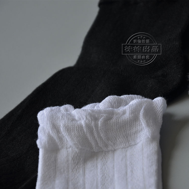 [Vớ Thiên Chúa sản xuất] mùa hè phần mỏng sợi tre bông ống ladies socks tinh khiết màu đen lỏng miệng vớ giản dị