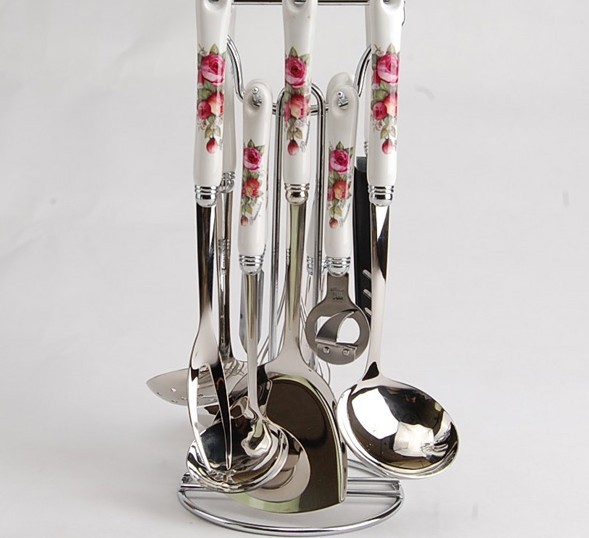 Korea imported porcelain stainless steel full set kitchenware shovel leak spoon egg drawer kit suit