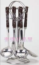 韩国进口厨美餐具彩色陶瓷巧克力不锈钢锅铲漏勺笊篱勺铲厨具6P