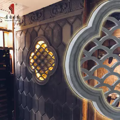 Tang language antique brick carving Hollow flower window ancient building Chinese courtyard wall decoration Hui style exterior wall cement grid window