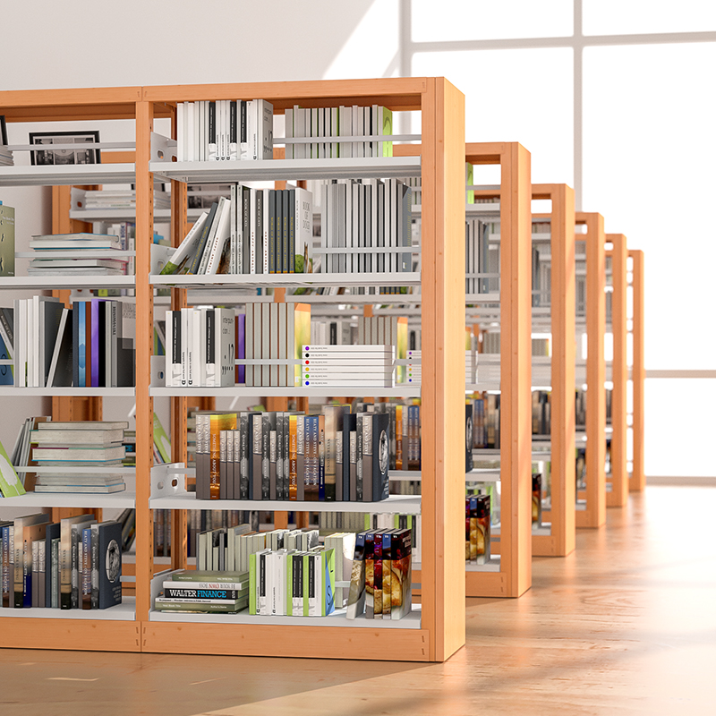 School Library Steel Bookshelves Landing Reading Room Bifacial Information Archives Shelf Bookstore Book Show Shelf Customized