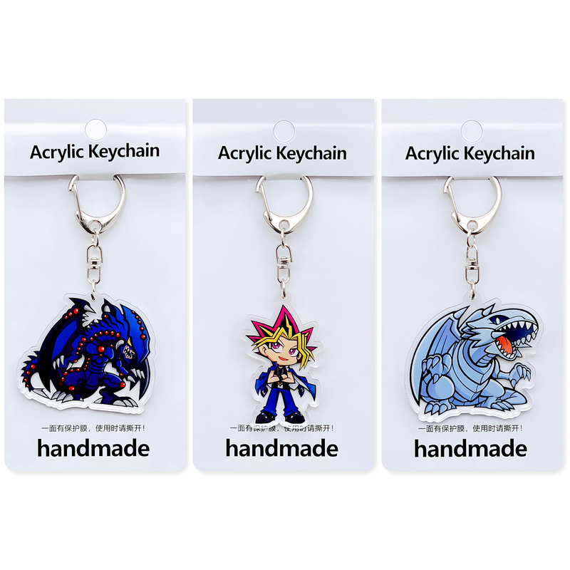 Buy 2 Get 1 Free, Muto Games Yusei Fudo Acrylic Keychain Yu-Gi-Oh Blue-Eyes White Dragon Pendant