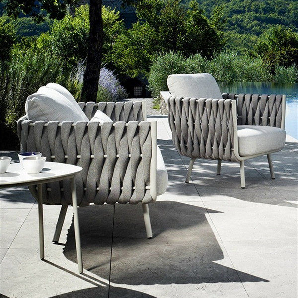 Outdoor Nordic Rattan Sofa Combined Single Sofa Chair Hotel Outdoor Patio Garden Casual Upscale Rope Edi Furniture