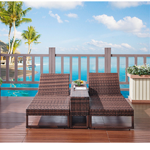 Balcony Deck Chair Outdoor Lying Bed Waterproof Sunscreen Imitation Vine Beach Chair Open Clubhouse Casual Swimming Pool Rattan Chair Deck Chair