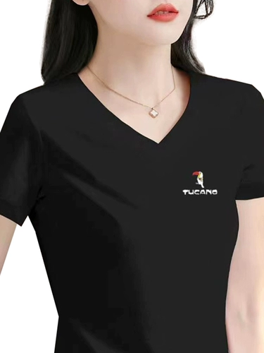 Хлопковая летняя тонкая черная футболка для матери, V-образный вырез, короткий рукав