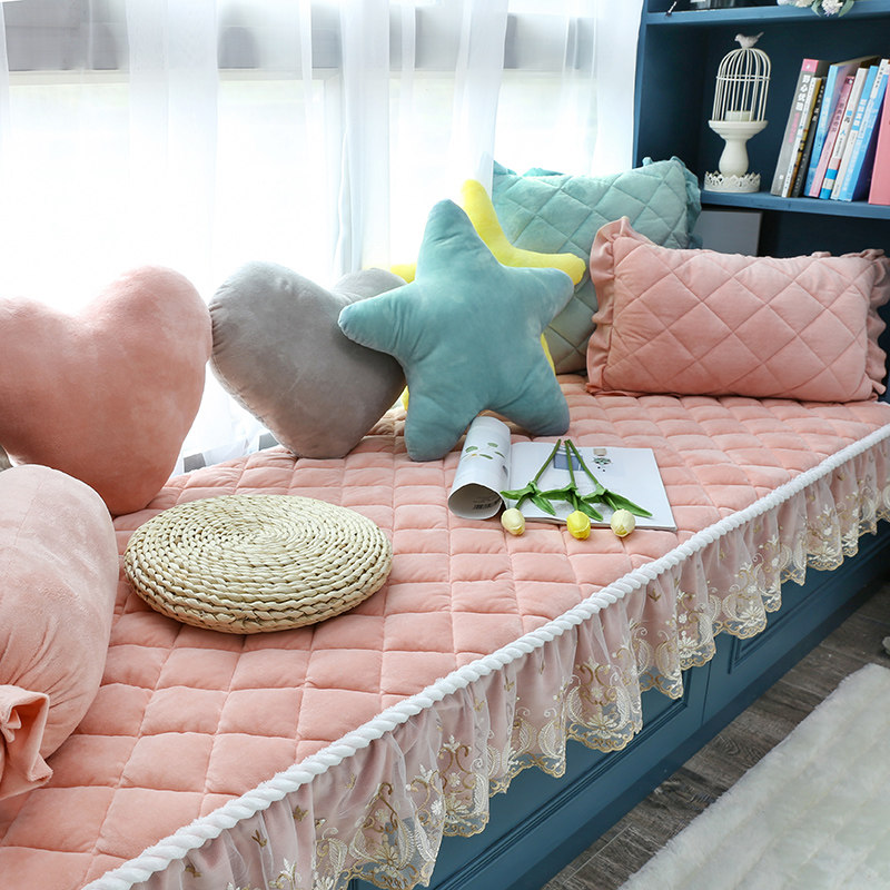 Crystal suede floating window cushion window sill cushion with tatami balcony cushions Nordic wind Seasons universal floor window cushion can be machine washable