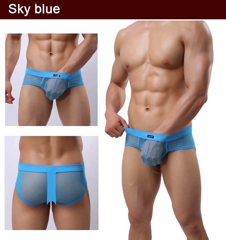 Giải phóng mặt bằng của nam giới trong suốt đồ lót siêu mỏng sexy thời trang tam giác đồ lót nam của nam giới thấp eo đồ lót
