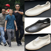 Zen Willi Monk Daddy Lefu Shoes Man Genuine Leather Soft Bottom One Foot Pedal Sloth Shoes Fisherman Shoes Soft Face Leather Shoes Men Shoes
