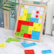 Wood Russia Block Game Round Hole Intelligence Puzzle Early Teach Children Puzzle Toy Color Pairing Geometric Logic