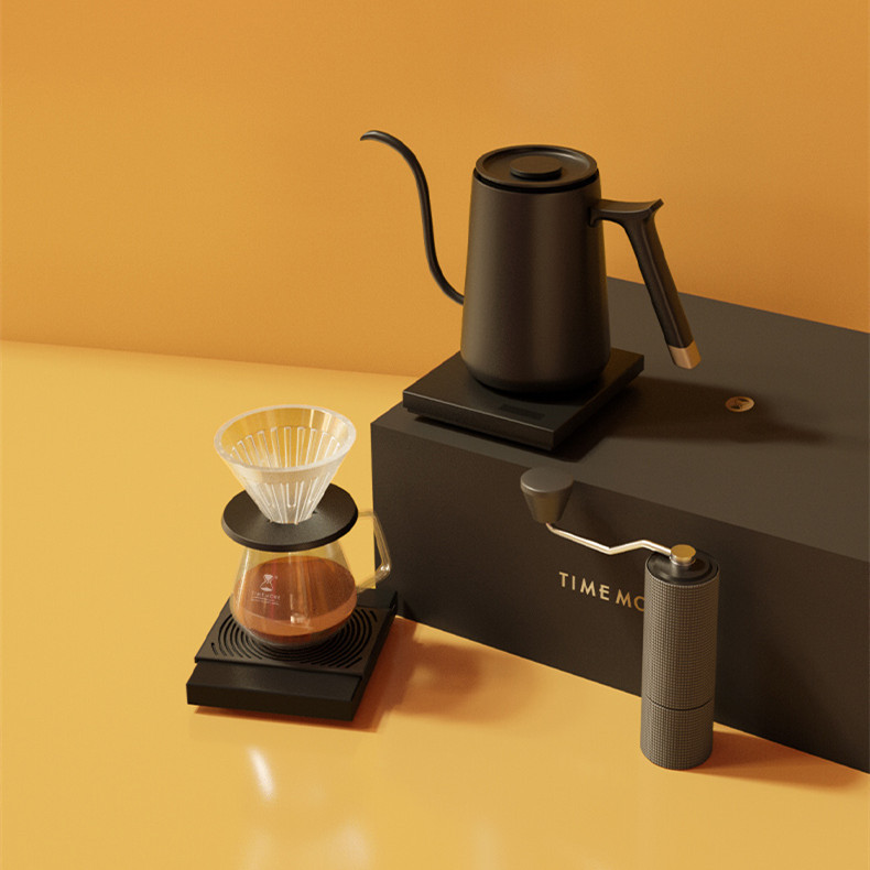Taimo Advanced Home Drip Coffee Set Gift Box with Temperature-Controlled Drip Kettle, Chestnut Hand-Cranked Coffee Grinder, and Electronic Scale