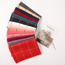 cotton and linen plaid striped scarf checkered  spot