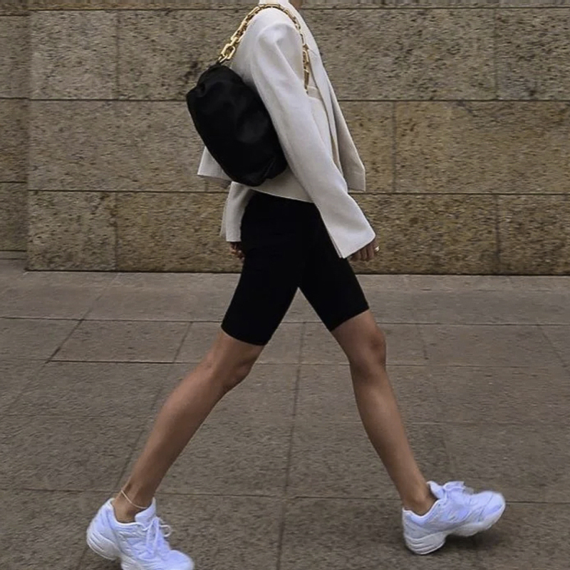 ins Tight-Fitting Elastic High-Waisted Fitness Pants Shark Leggings Mid-Length Pants Versatile Yoga Pants Five-Point Cycling Pants