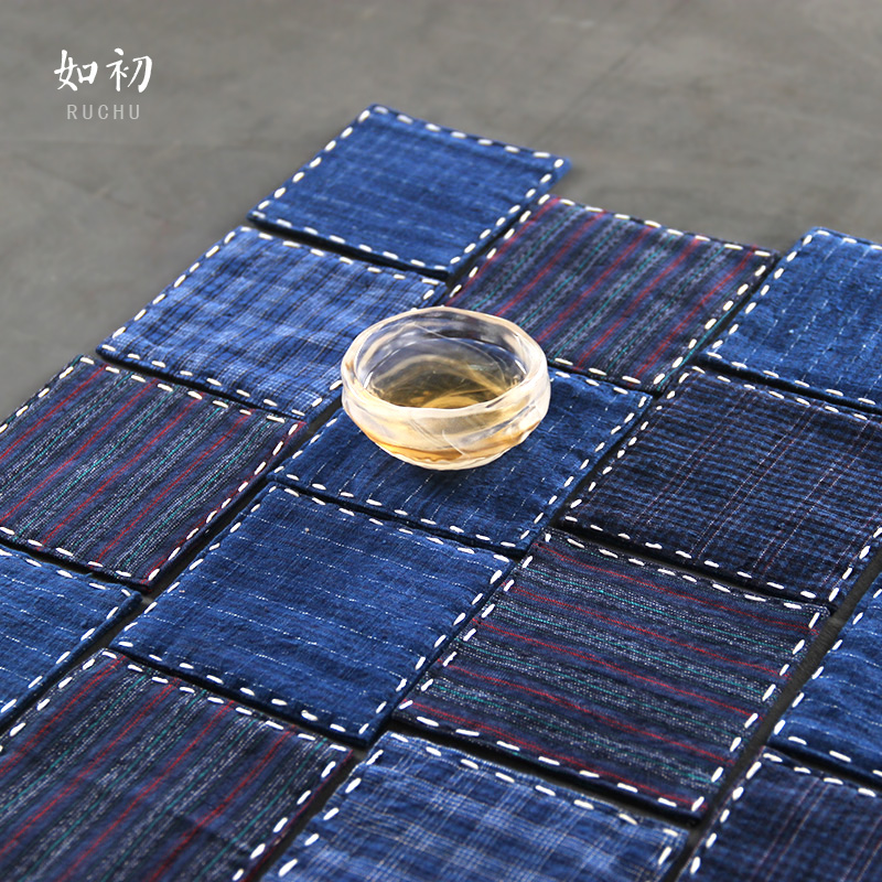 Handmade teacup mat Tea ceremony Old cloth Teacup mat Vintage Zen fabric mat Old cloth mat Tea ceremony accessories