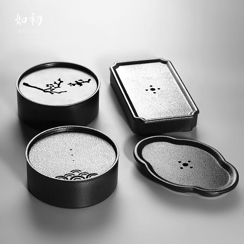 Japanese-style iron tea plate pot bearing bubble tabletop pad handmade water storage construction water pallet dual-use tea ceremony accessories