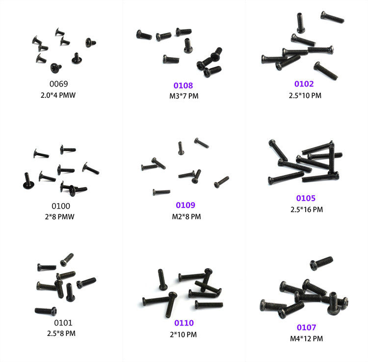 Weili accessories 12428 12423 remote control car full car full set of screws cross flat head pan head with intermediate steps