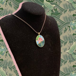 玥森活｜荷花莲花 吊坠项链挂饰 原创纯手工镶嵌文艺古风法式复古