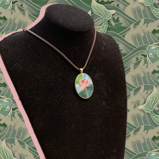 Yuesenhuo Lotus Lotus Pendant Necklace Ornament Original Handmade Inlay Literary Ancient Style French Retro