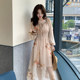 Dress 2023 new summer French temperament v-neck floral long skirt slim long-sleeved gentle chiffon skirt women