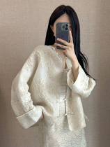 Retro New Chinese Style Disk Button Silk Gold and Silver Leather Jacket Womens 2024 Spring and Autumn New High-end National Style Thousand Gold Top