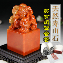 Shoushan stone seal material seal engraving custom-made Pixiu calligraphy and painting idle chapter collection Calligraphy Name gold stone hand-wrapped lettering